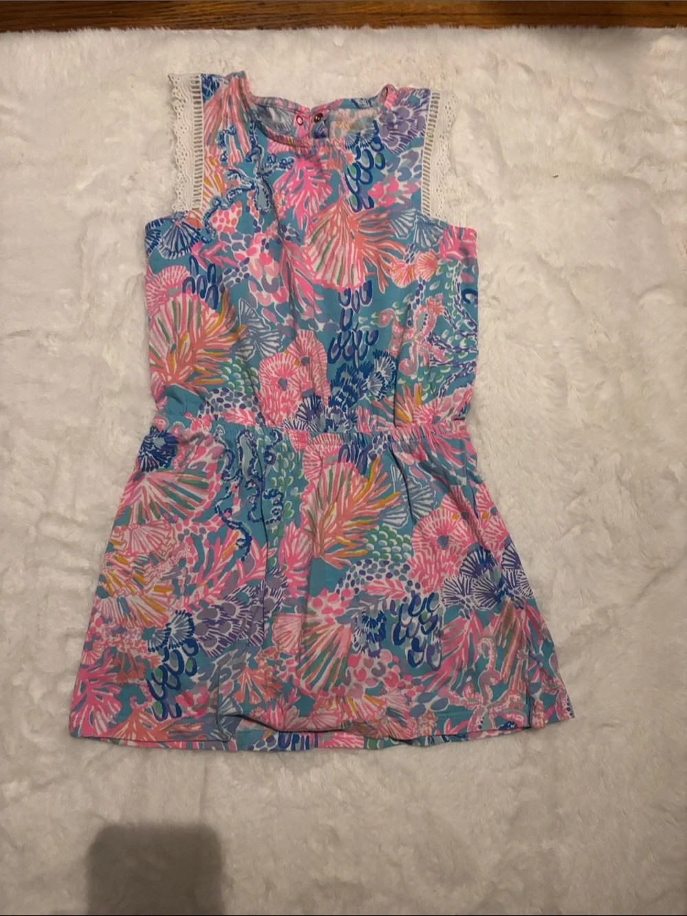 Lilly Pulitzer Girls Multicolor Floral Tank Dress - Blue, Pink & Coral